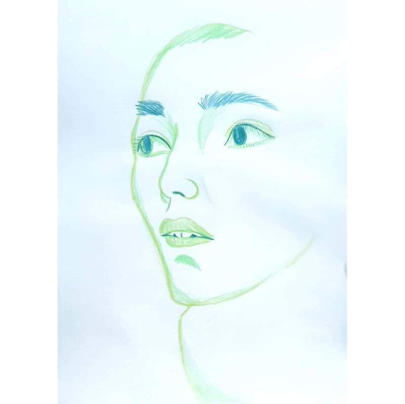 Green Face 초록색 얼굴 / 일러스트레이션 그림 드로잉 / 인물화 그리기