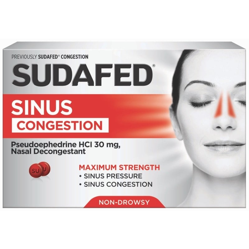 Sudafed tab(Pseudoephedrine) : For Sinus congestion, Cold and Allergy Symptom