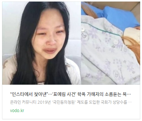 [뉴스] “인스타에서 찾아낸”…‘표예림 사건’ 학폭 가해자의 소름돋는 목소리, 스토커의 끔찍한 근황