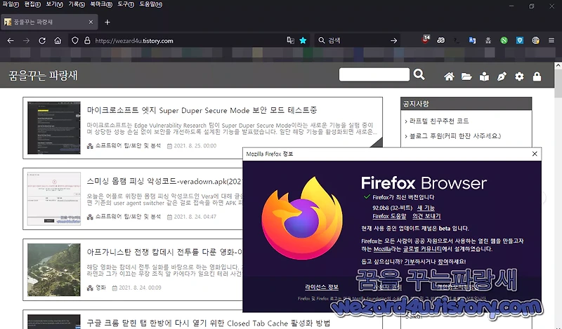 파이어폭스 91.0.2 마이너 업데이트