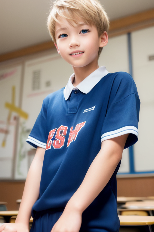 [Boy-150] Free image of male students in the classroom, blonde blue-eyed male students, and free thumbnail image illustrations related to school