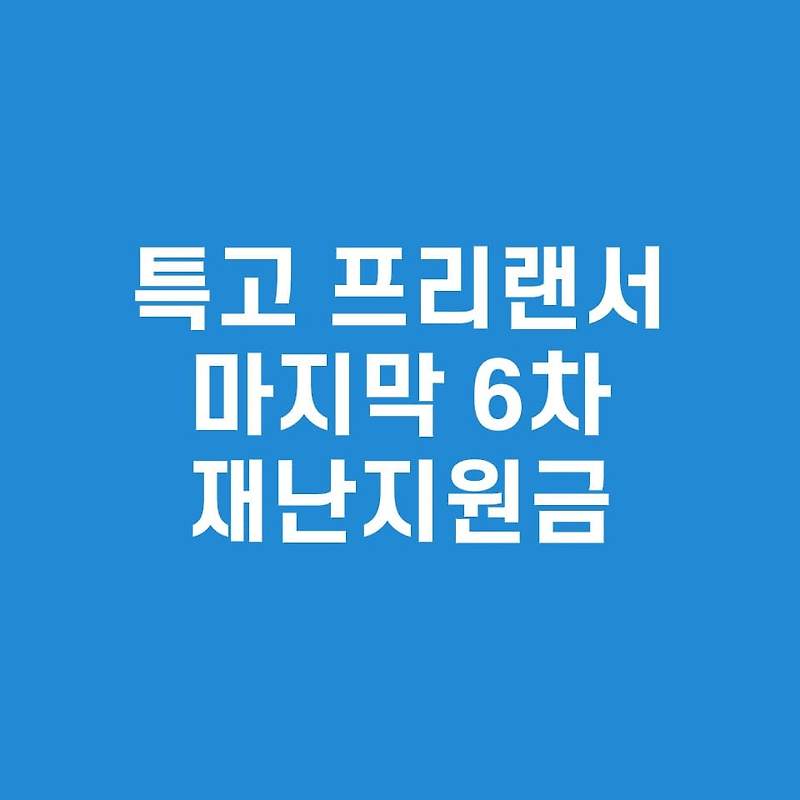 특고 프리랜서 지원금 지역별 신청(6차 재난지원금)