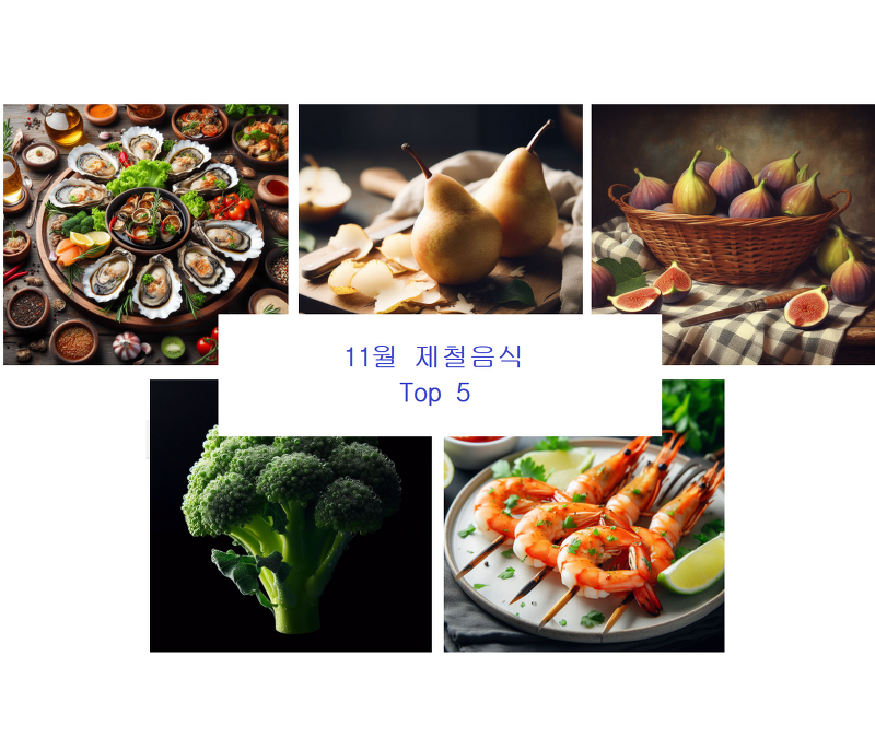 11월 제철 음식(해산물, 채소, 과일) Top 5
