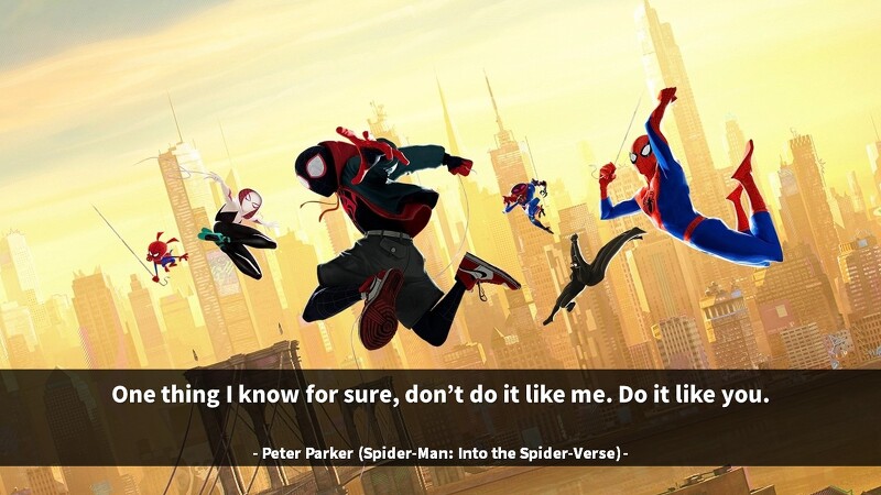 Life Quotes & Proverb: 영어 인생명언 & 명대사 : 좋아하는것(favorite), 실천(Do it), 자신감; 피터파커/스파이더맨(Peter Parker/Spider-Man)/마블