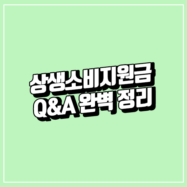 상생소비지원금 Q&A 완벽 정리
