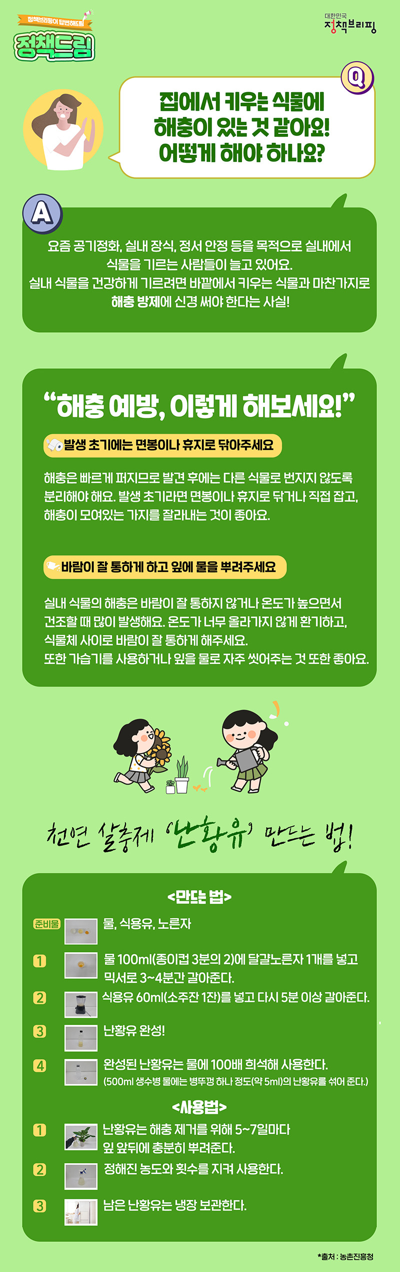 농촌진흥청이 알려주는 실내식물 튼튼하게 기르는 법