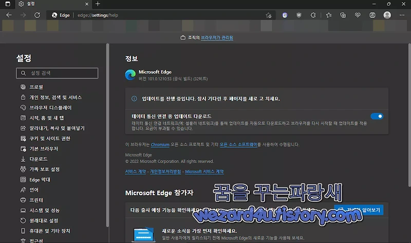 Microsoft Edge 102(마이크로소프트 엣지 102) 보안 업데이트