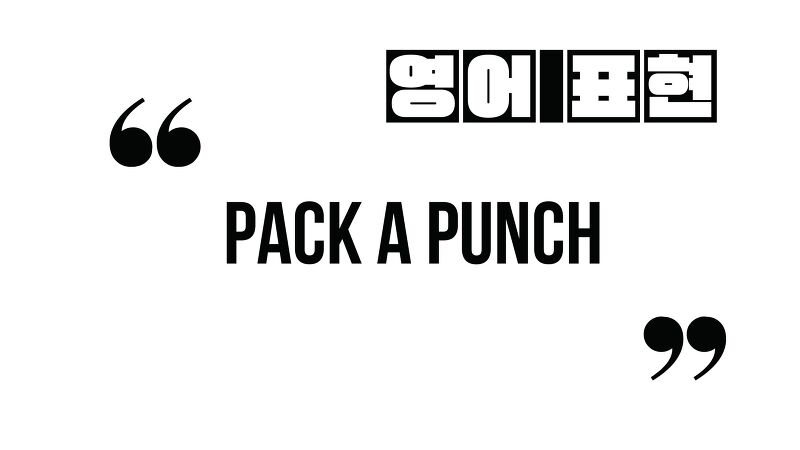 (알아두면 유용한 영어 표현) Pack a Punch