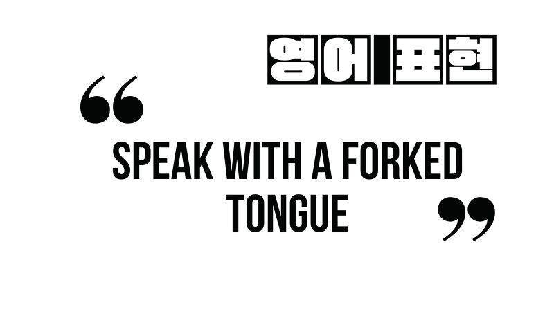(알아두면 유익한 영어 표현) speak with a forked tongue