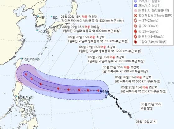 괌 할퀸 태풍 마와르 대만 향해, 태풍 경로