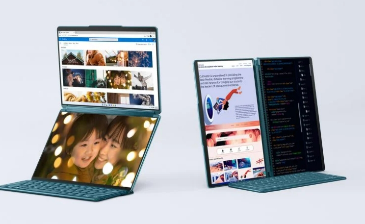 레노버, 세계 최초 풀사이즈 화면 2개 장착 접이식 노트북 공개 VIDEO: Lenovo unveils folding laptop with two full-sized screens
