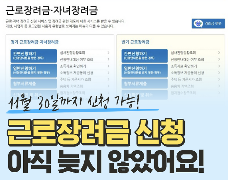 2022년 근로장려금 기한 후 신청 방법(+기간, 자격)