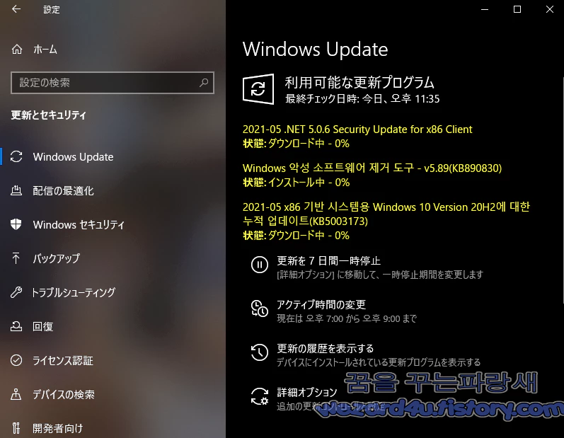 윈도우 10 KB5003169 및 KB5003173 누적 업데이트
