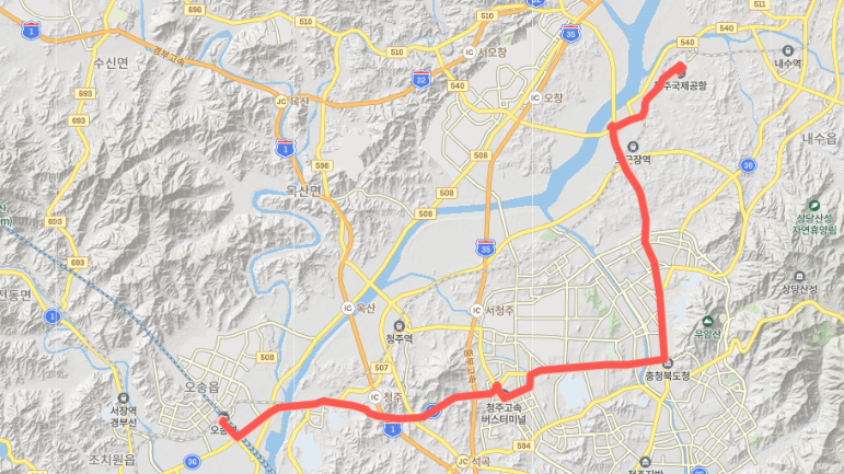 [급행]청주 747번 버스 시간표, 노선 : 청주국제공항, 충청대학교, 오송역, 청주대, 시외버스터미널