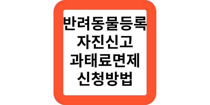 반려동물등록 자진신고 기간 과태료 60만원 면제 대상 신청방법