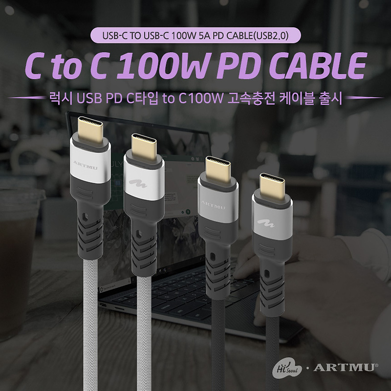 럭시 USB PD C타입 to C 100W 고속충전 케이블