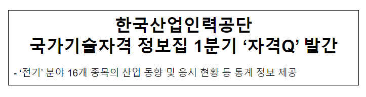 한국산업인력공단 국가기술자격 정보집 1분기 ‘자격Q’ 발간