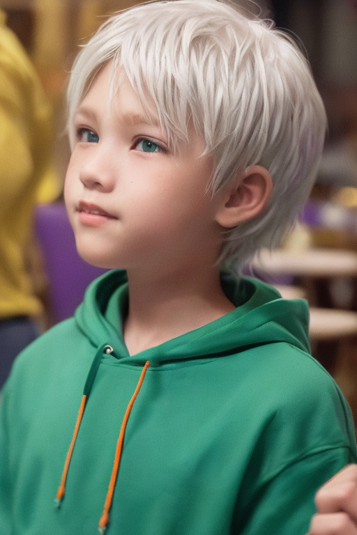 [Boy-083] Lovely teen boy & man with white hair and blue eyes in a cafe
