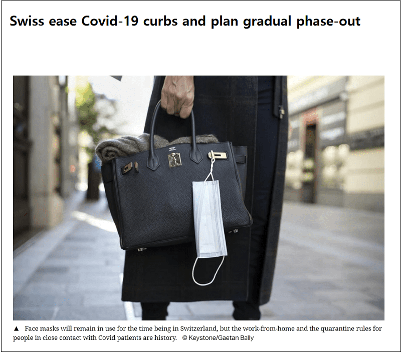 [전세계는 코로나 종식 붐] 스위스도 방역 규제 폐지 결정 VIDEO:Swiss ease Covid-19 curbs and plan gradual phase-ou