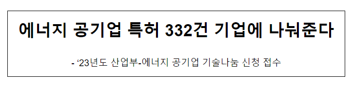 에너지 공기업 특허 332건 기업에 나눠준다