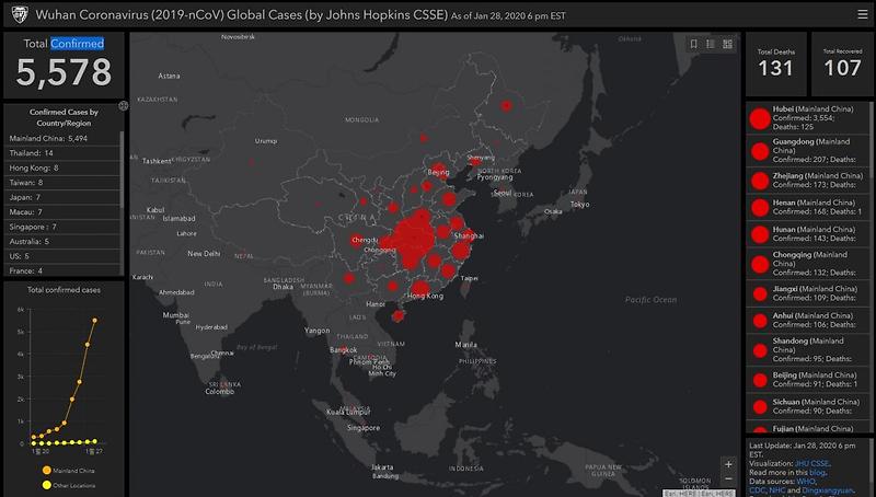 신종 코로나 바이러스 전세계 확산 지도 확인 하기