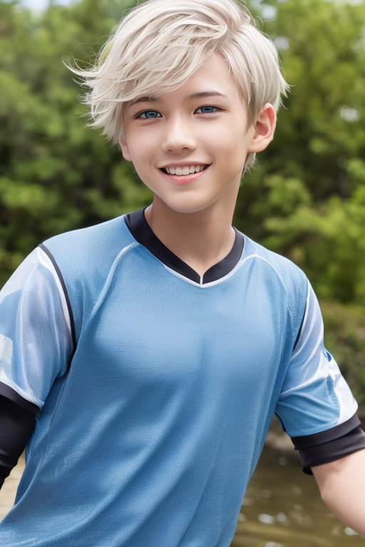 [Boy-032] Free Images: White hair Boy in nature background.
