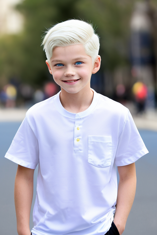 [Boy-005] Free Ai images: White hair & Blue eyes Boy