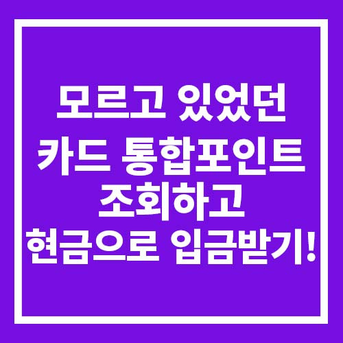 카드포인트통합조회 여신금융협회에서 확인하고 현금받자