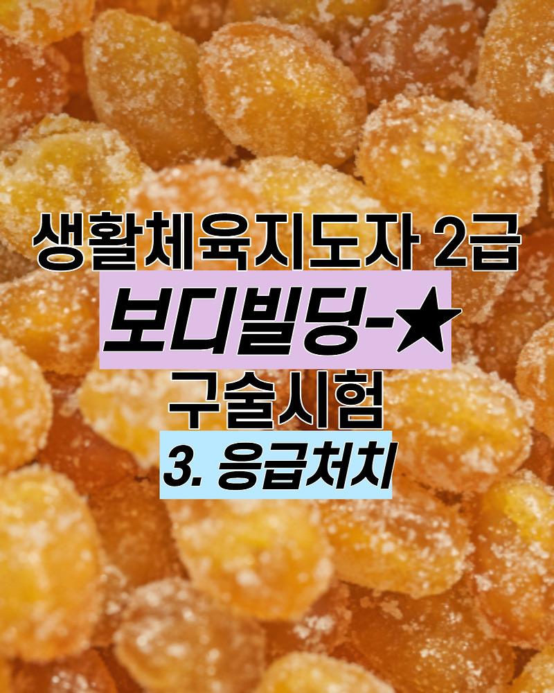 3) 응급처치 :  생활체육지도자 2급 보디빌딩 구술시험 예상문제/기출문제/정리본/무료 ^ㅡ^)/