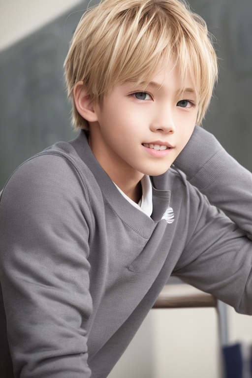 [Boy-156] boy, man, blond hair, handsome, cute, teen, teenage, student, school & classroom background, free images, Ai images