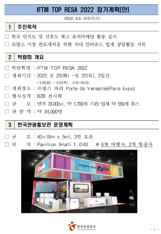 2022년 IFTM TOP RESA 박람회 참가 여행사 모집 공고