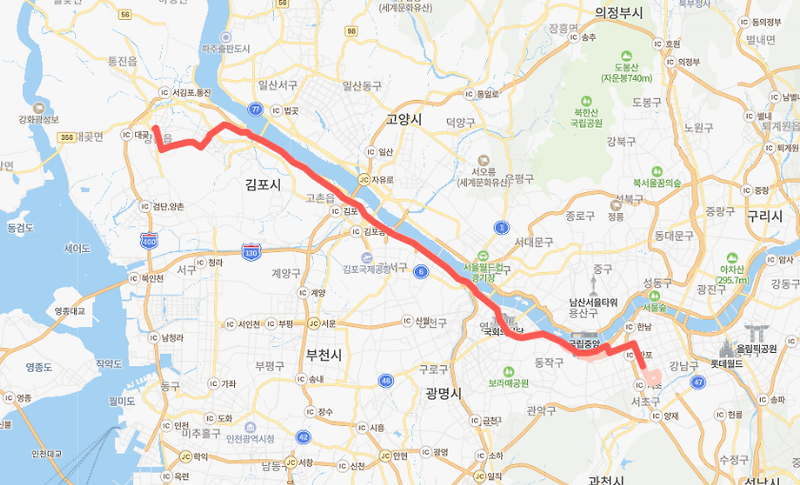 [광역급행] M6427버스 노선 시간표 : 김포 신도시, 구래역, 마산역, 장기역, 운양역, 강남역, 논현역