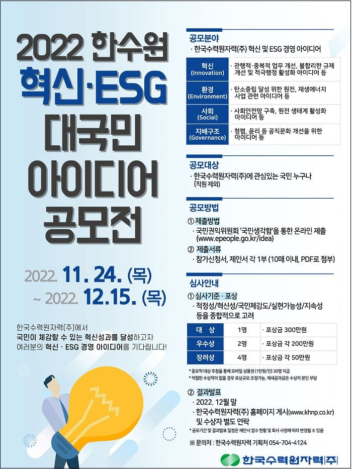 2022 한수원 혁신 · ESG 대국민 아이디어 공모전