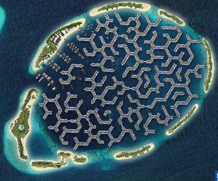 물에 잠기고 있는 몰디브가 내놓은 긴급 대책은?  VIDEO:Incredible images of the world's first floating city set in Maldives