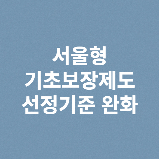 서울형 기초보장제도 선정기준 완화 정보 총정리