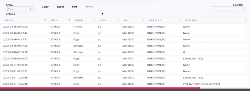 DataTable - JS 데이터 테이블 표현