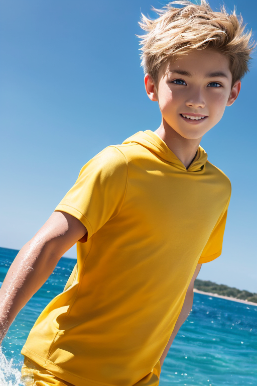 [Boy-168] Free illustration images of blond, blue-eyed beautiful boys and teenagers with a background of beach & beach