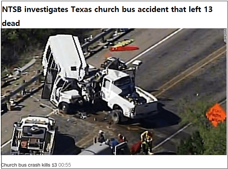 운전 중 절대 문자하지 마세요...끔찍한 사고현장들 VIDEO: NTSB investigates Texas church bus accident that left 13 dead