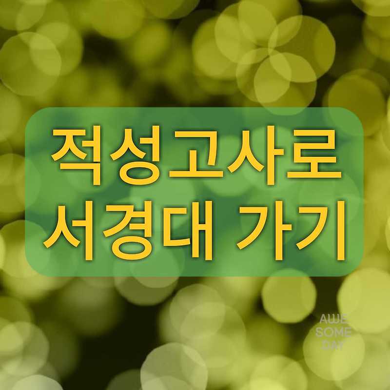 적성고사로 서경대 합격하기
