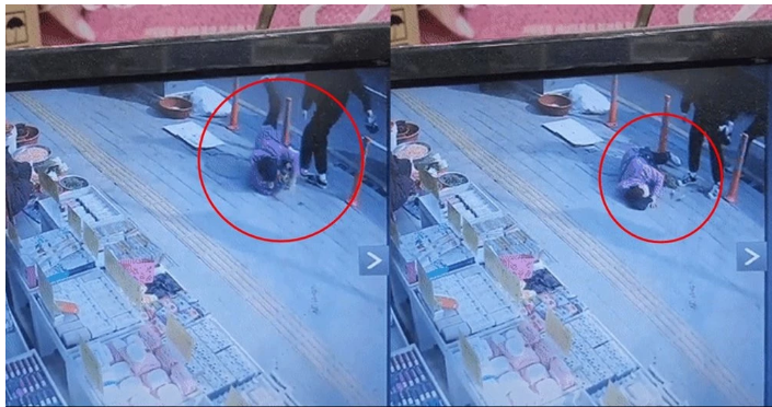 울산 남구 신정시장 노점 채소팔던 할머니 내동댕이 친 노점 단속원 영상