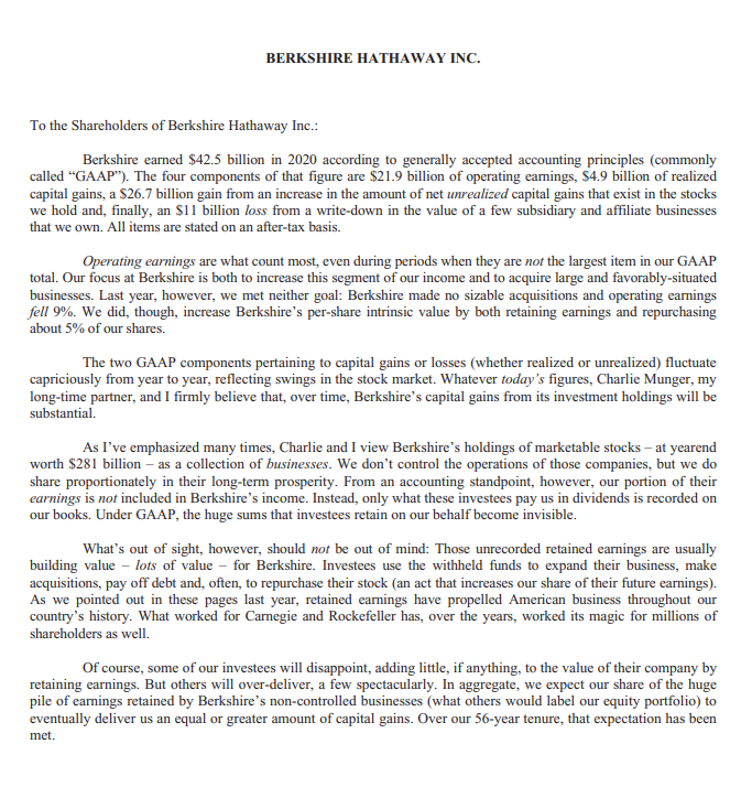 워런 버핏의 주주 서한에서 배울 점_A Message From Warren E. Buffett