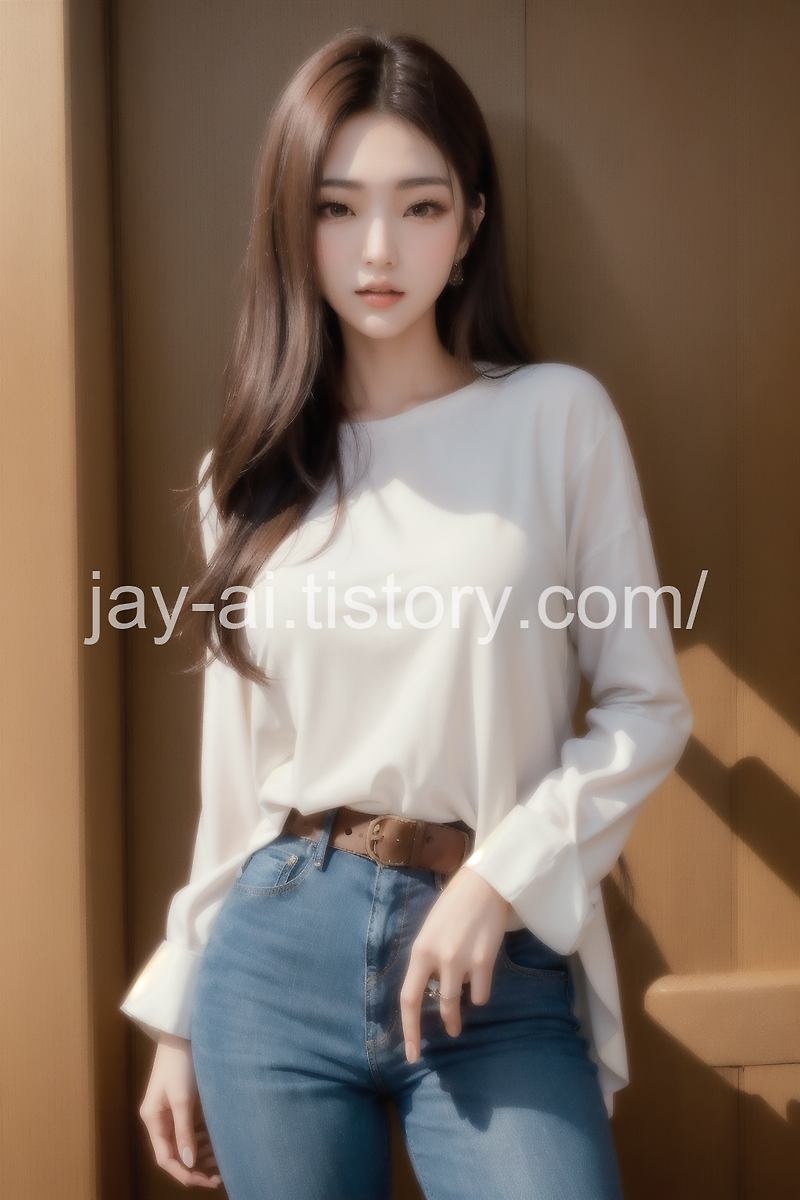 [AI lookbook] 흰셔츠 청바지 패션 여자친구