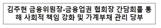 김주현 금융위원장-금융업권 협회장 간담회를 통해 사회적 책임 강화 및 가계부채 관리 당부