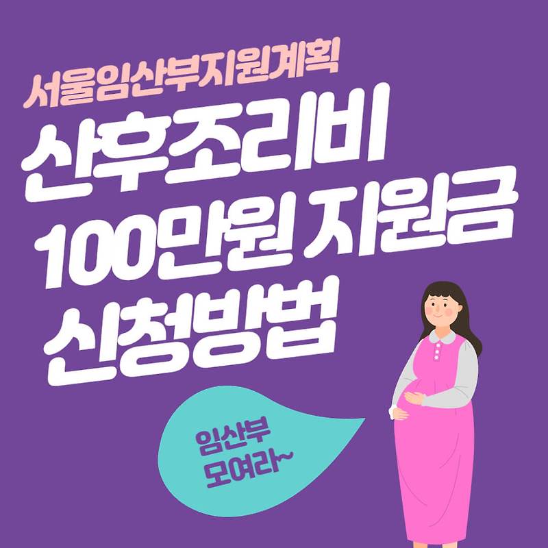 서울 산후조리비 지원금 신청방법 : 100만원 지원