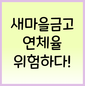 새마을금고 연체율 시중은행의 16배 건전성 확인방법