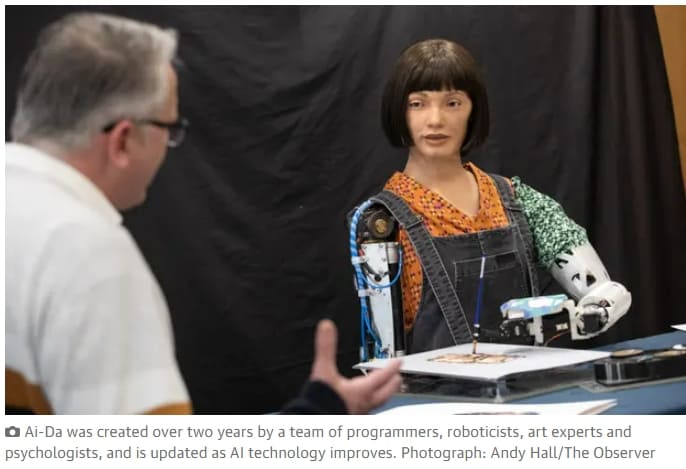 놀라운 그림 실력 보여주는 세계 최초 로봇화가 '아이다 VIDEO:'‘Mind-blowing’: Ai-Da becomes first robot to paint like an artist