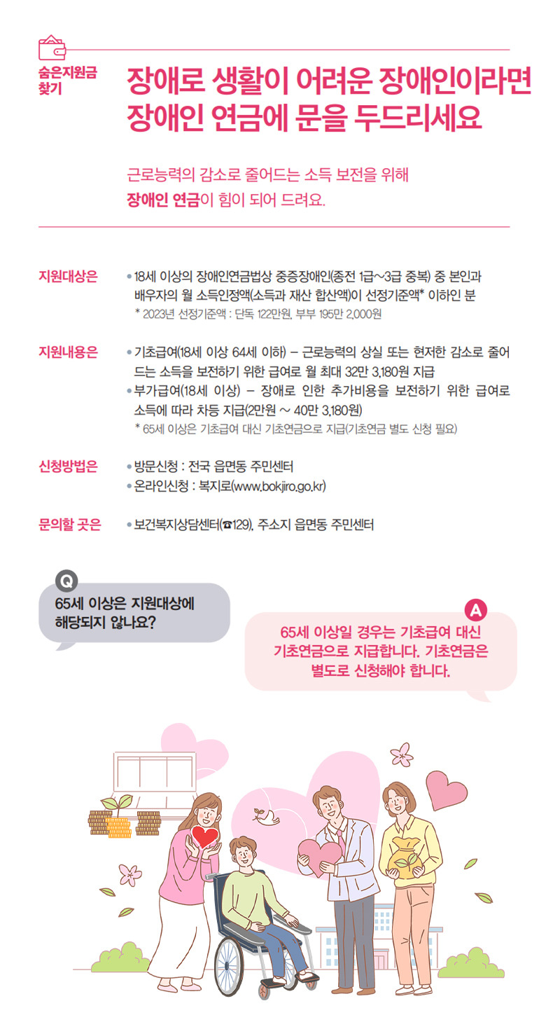 장애로 생활이 어려운 장애인이라면 장애인 연금에 문을 두드리세요