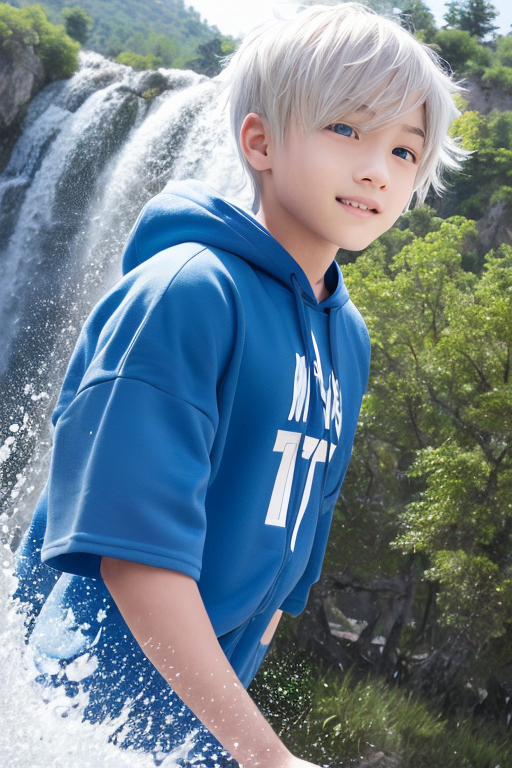 [Boy-030] Handsome teen boy with white hair and blue eyes