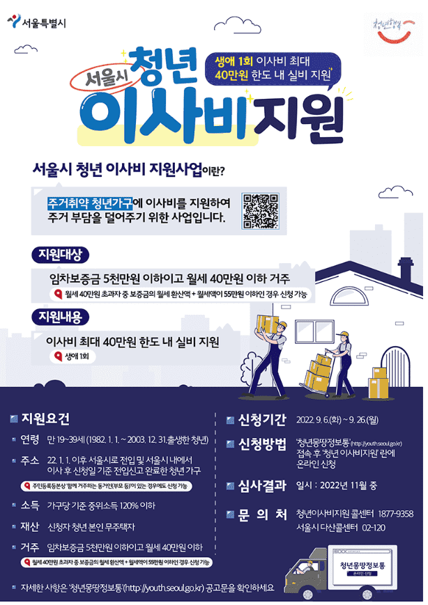 청년 5,000명 이사비 최대 40만원 지원