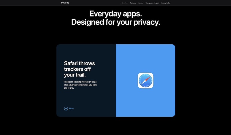 Apple의 개선된 개인 정보 사이트에서 '개인 정보를 위해 설계된 일상적인 앱'을 강조